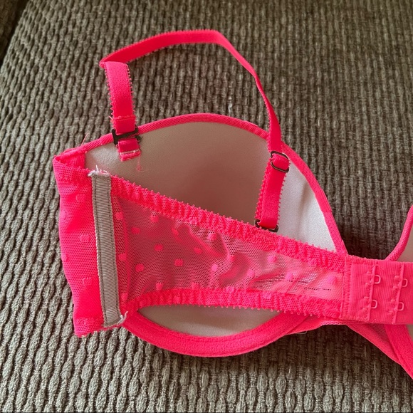 Anthropologie By Eloise Neon Pink Coral Mesh Swiss Dot Converible Strap Bra 34C - Picture 12 of 16